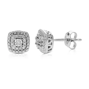 1/10 cttw Diamond Cushion Composite Stud Earrings in Sterling Silver