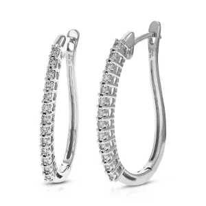 1/10 cttw Lab Grown Diamond Curved Hoop Earrings in .925 Silver