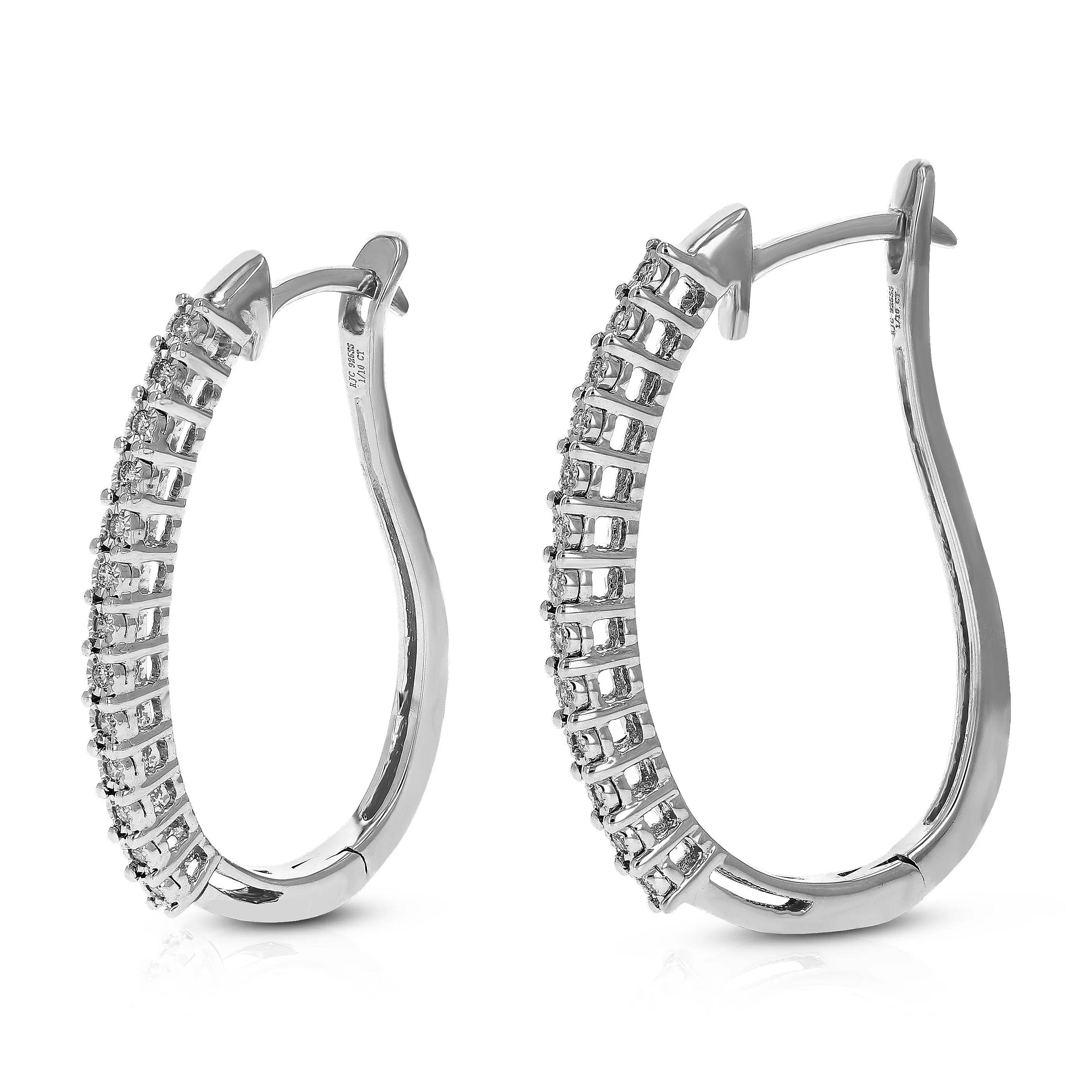 1/10 cttw Lab Grown Diamond Curved Hoop Earrings in .925 Silver