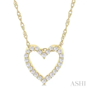 1/10 ctw Heart Shape Round Cut Diamond Pendant With Chain in 10K  Yellow Gold