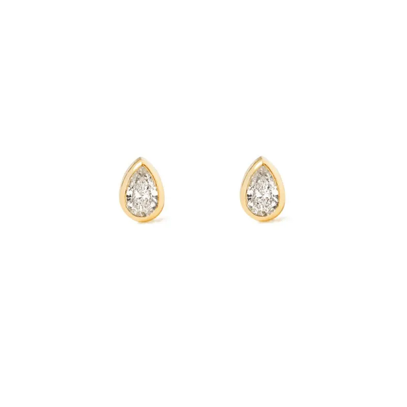 1/10 tcw. Pear Cut Diamond Bezel Earrings