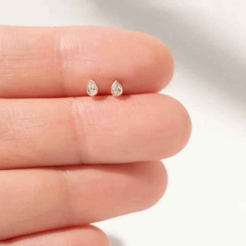1/10 tcw. Pear Cut Diamond Bezel Earrings
