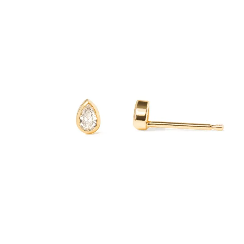 1/10 tcw. Pear Cut Diamond Bezel Earrings