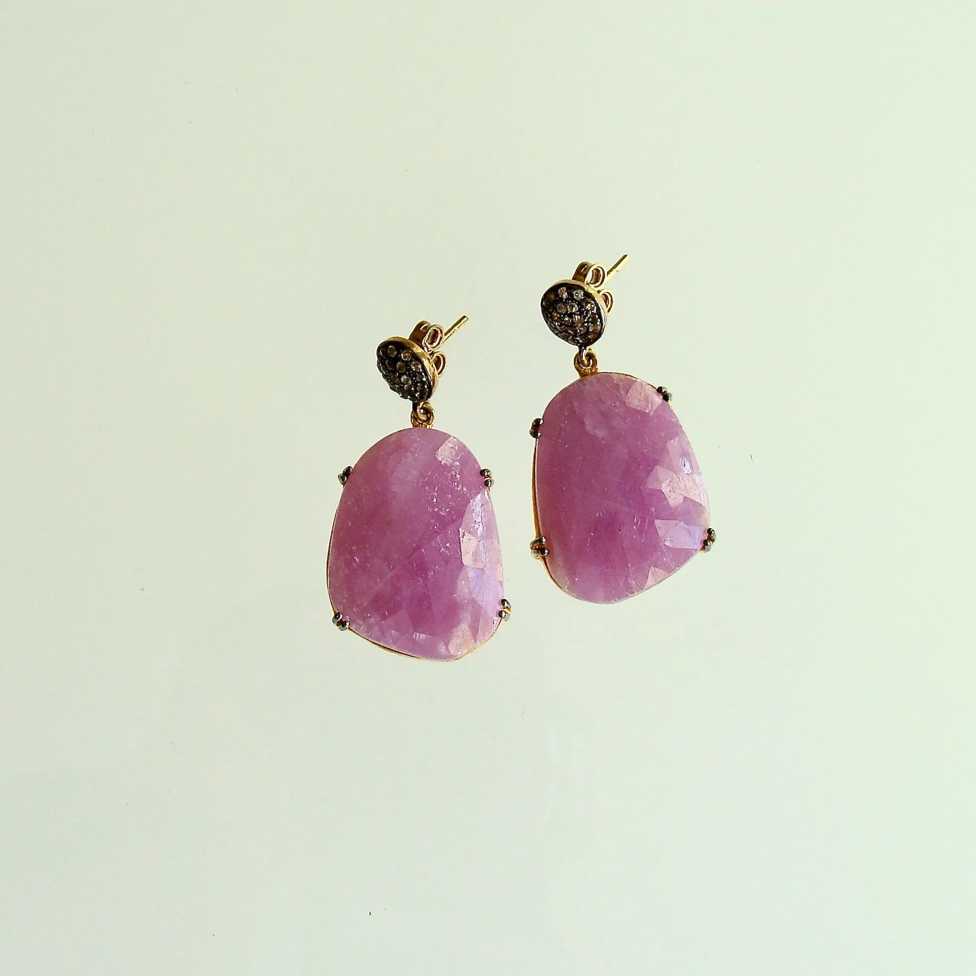 12 Days  of Christmas -Pink Sapphire w White Topaz -  Sapphire Earrings