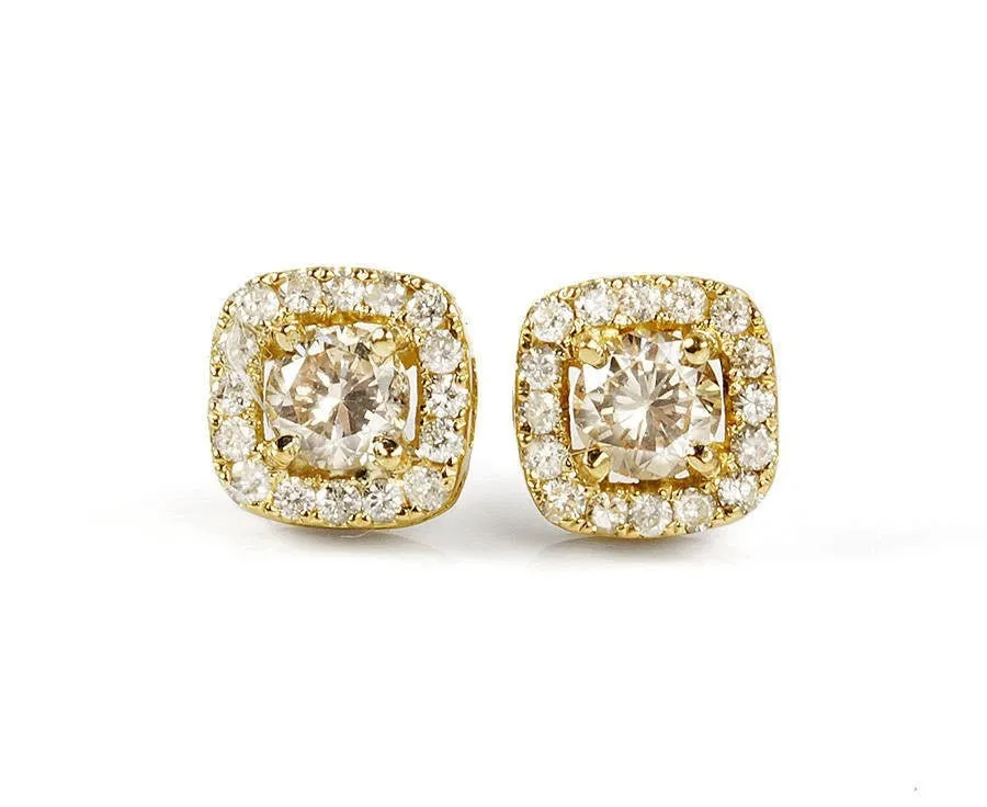 1.20 carat diamond earrings cushion shape studs