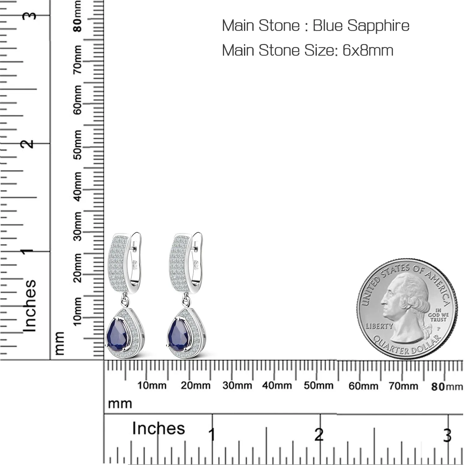 1.29Ct Natural Sapphire Drop Earrings – 925 Sterling Silver Fine Jewelry