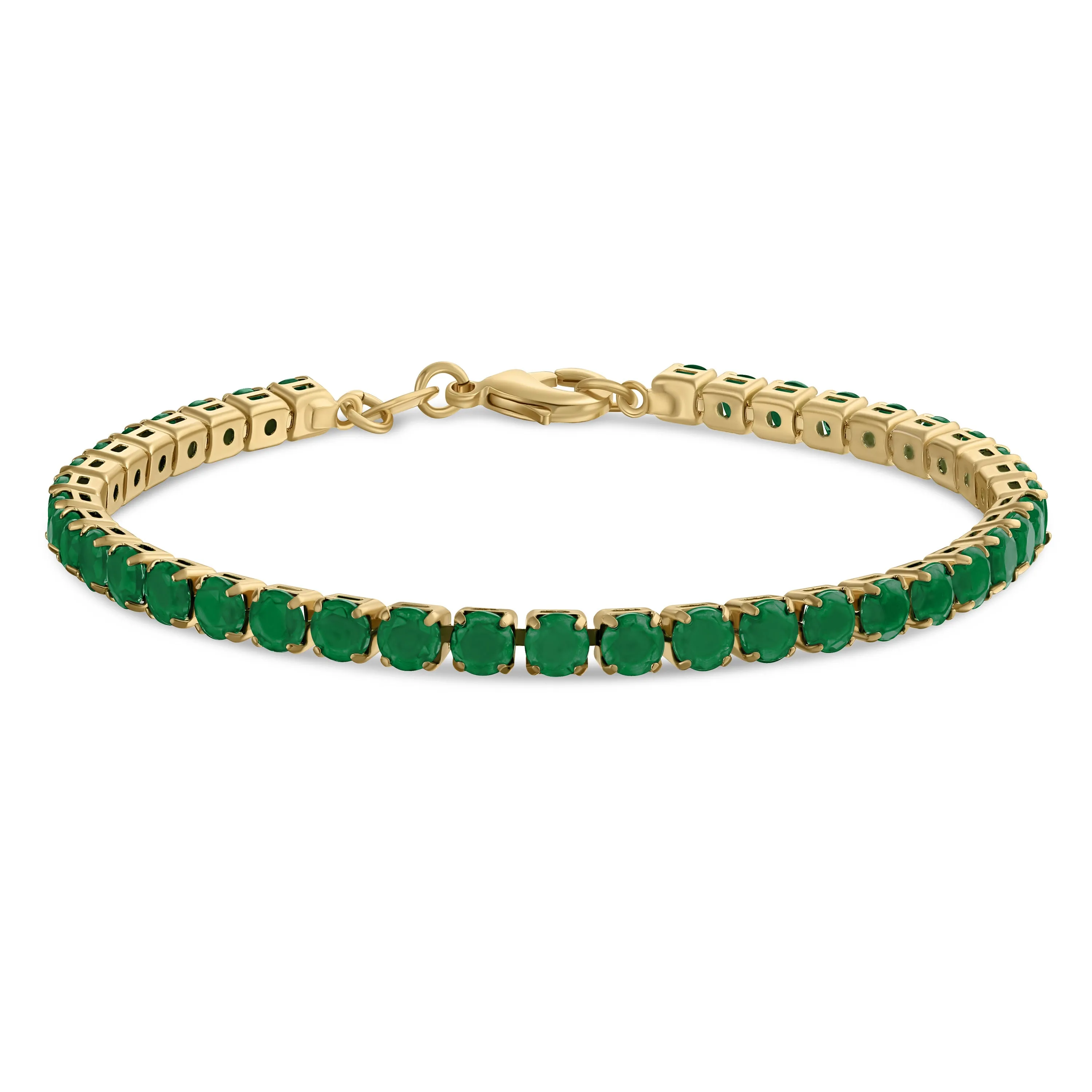 12CTW Prong Basket Set Solitaire Round CZ Tennis Bracelet Gold Plated 7.5 Inch