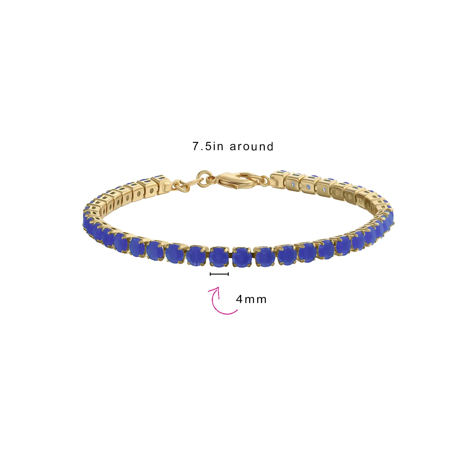 12CTW Prong Basket Set Solitaire Round CZ Tennis Bracelet Gold Plated 7.5 Inch