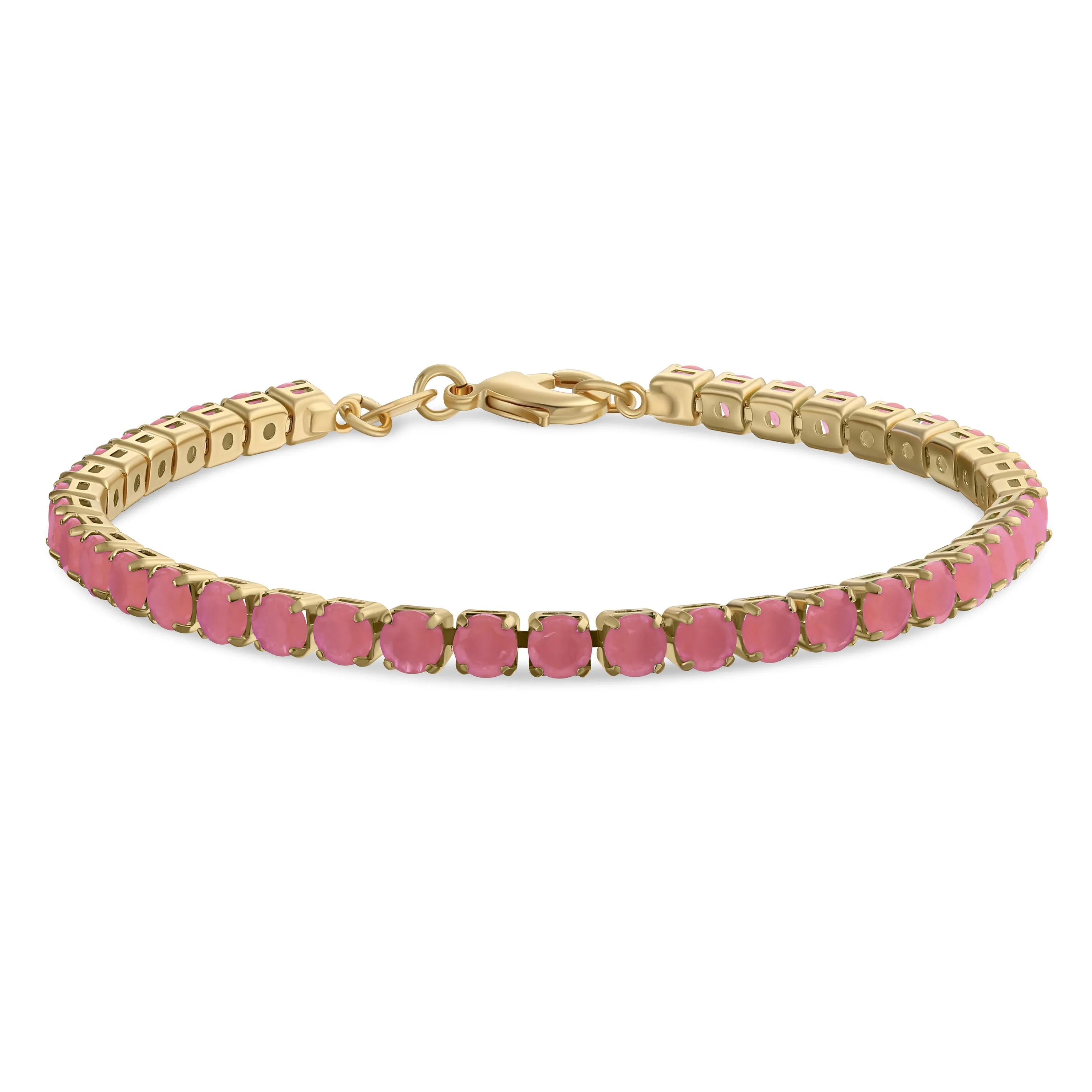 12CTW Prong Basket Set Solitaire Round CZ Tennis Bracelet Gold Plated 7.5 Inch