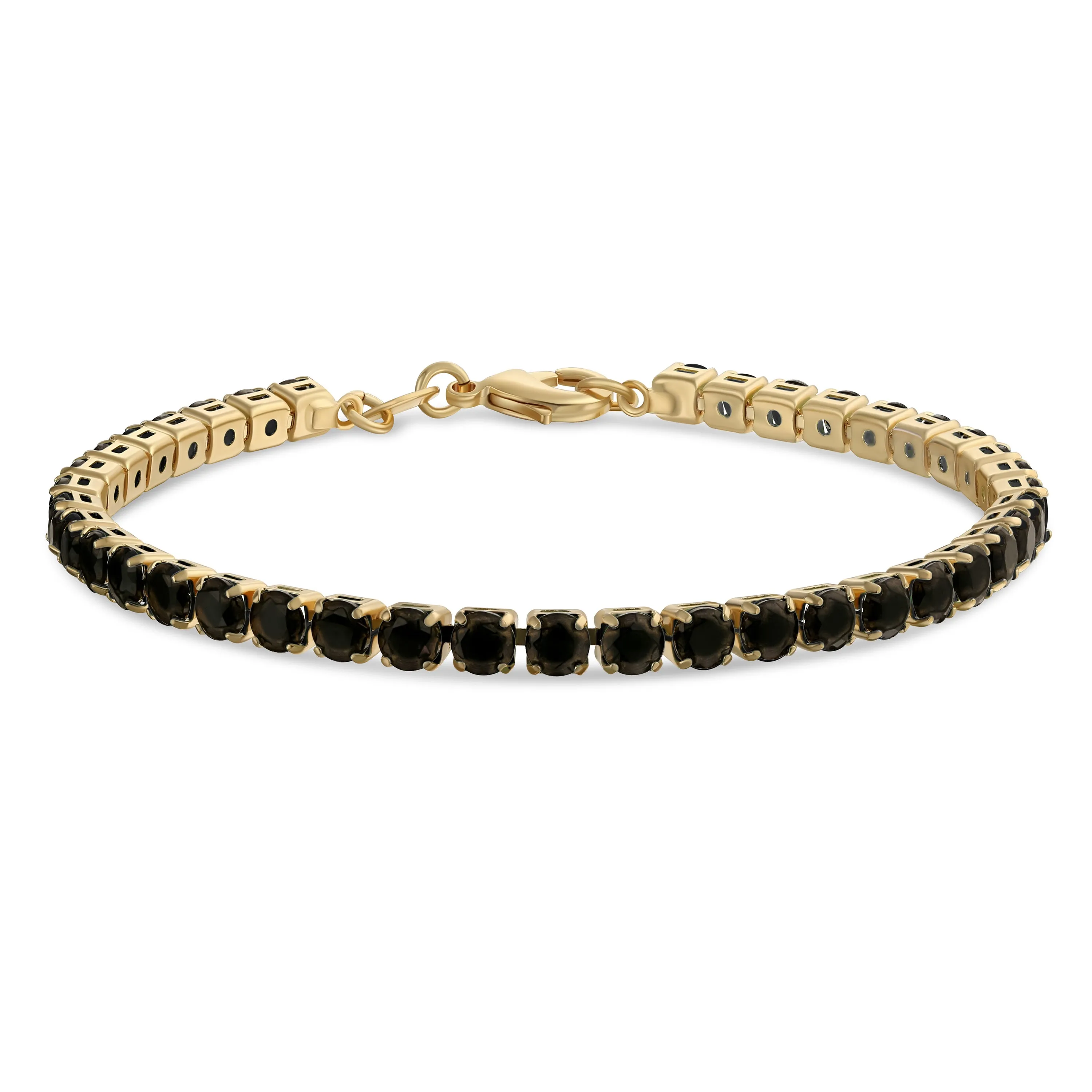 12CTW Prong Basket Set Solitaire Round CZ Tennis Bracelet Gold Plated 7.5 Inch