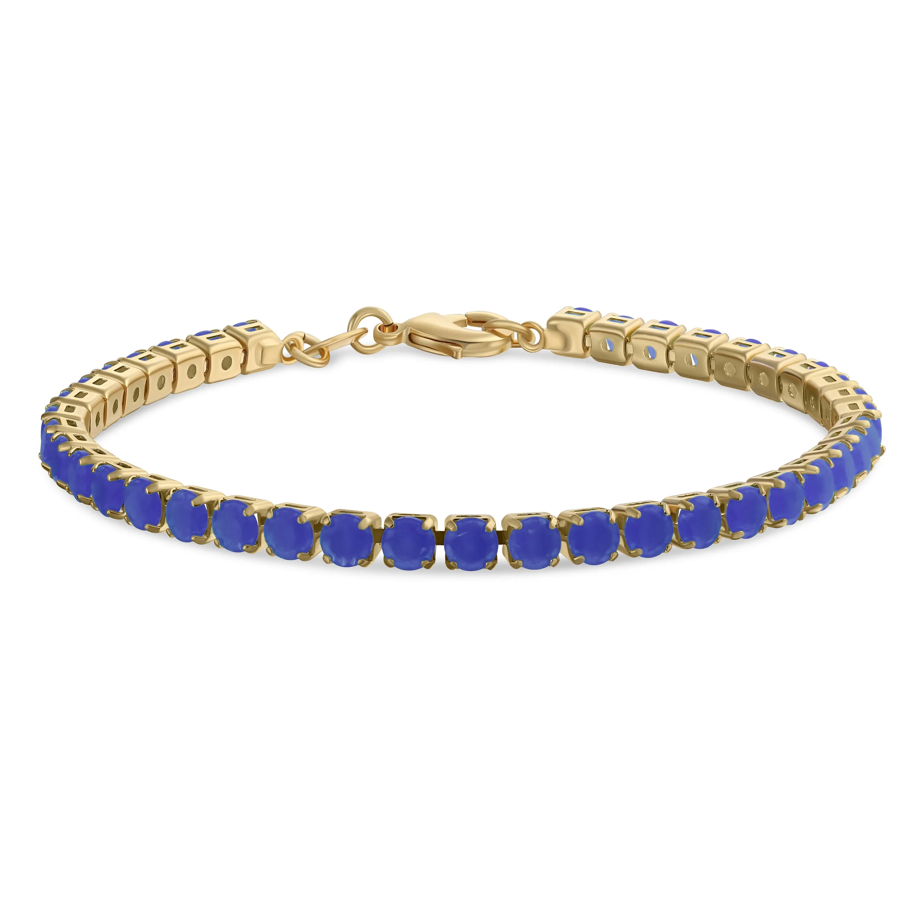 12CTW Prong Basket Set Solitaire Round CZ Tennis Bracelet Gold Plated 7.5 Inch