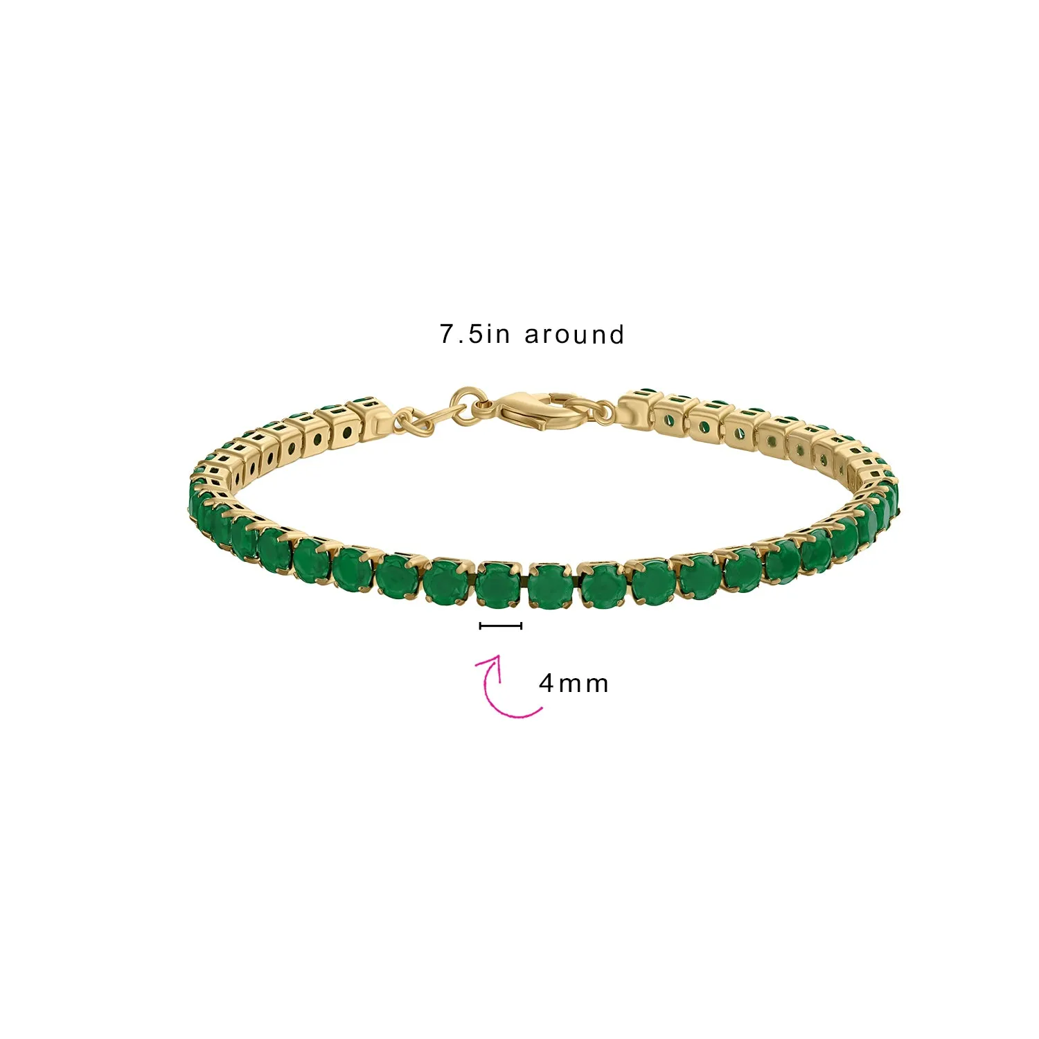 12CTW Prong Basket Set Solitaire Round CZ Tennis Bracelet Gold Plated 7.5 Inch