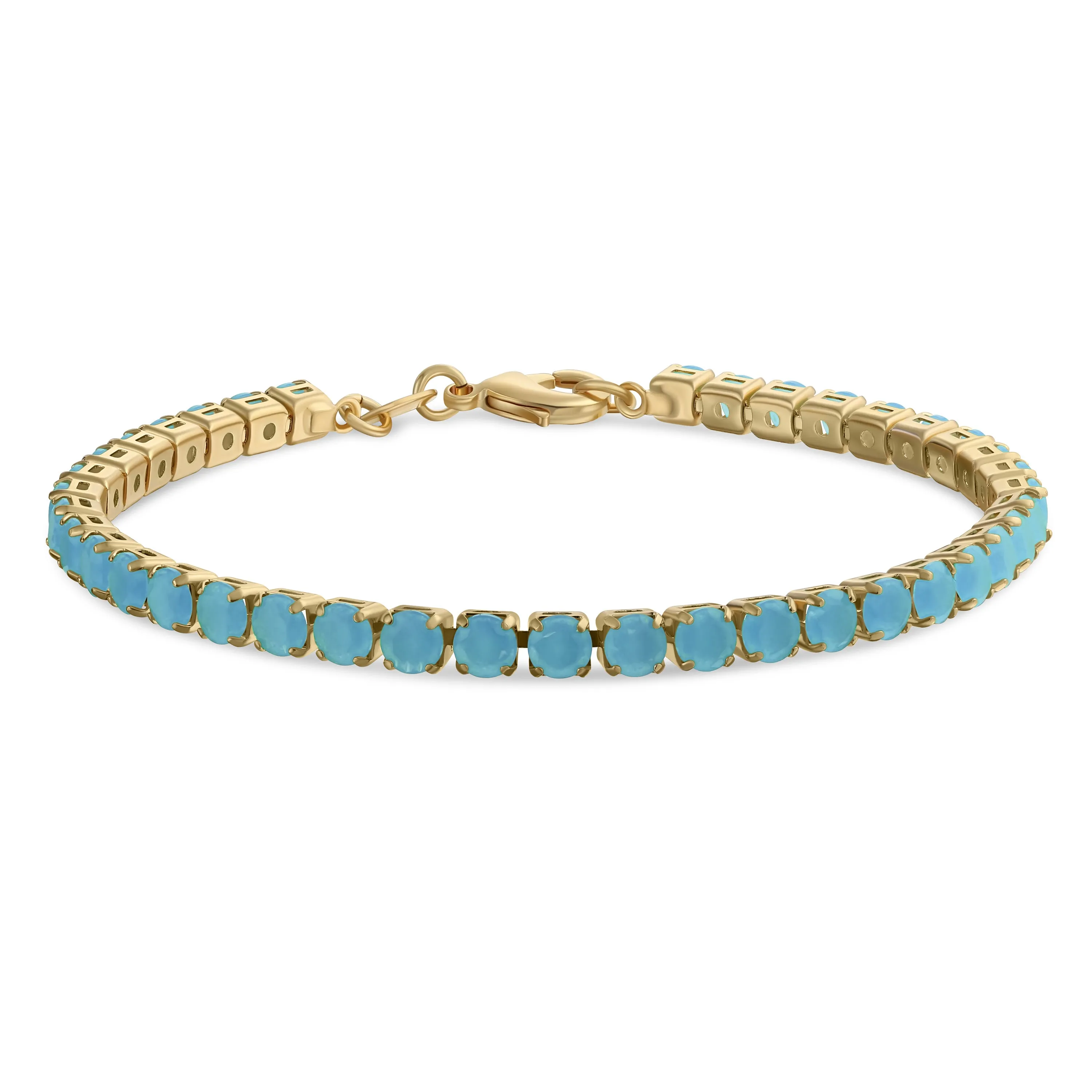 12CTW Prong Basket Set Solitaire Round CZ Tennis Bracelet Gold Plated 7.5 Inch
