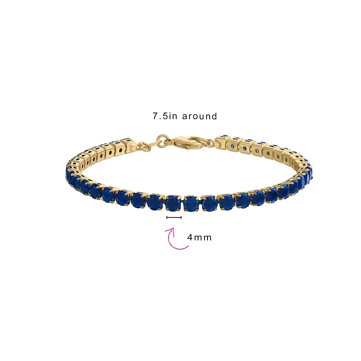12CTW Prong Basket Set Solitaire Round CZ Tennis Bracelet Gold Plated 7.5 Inch