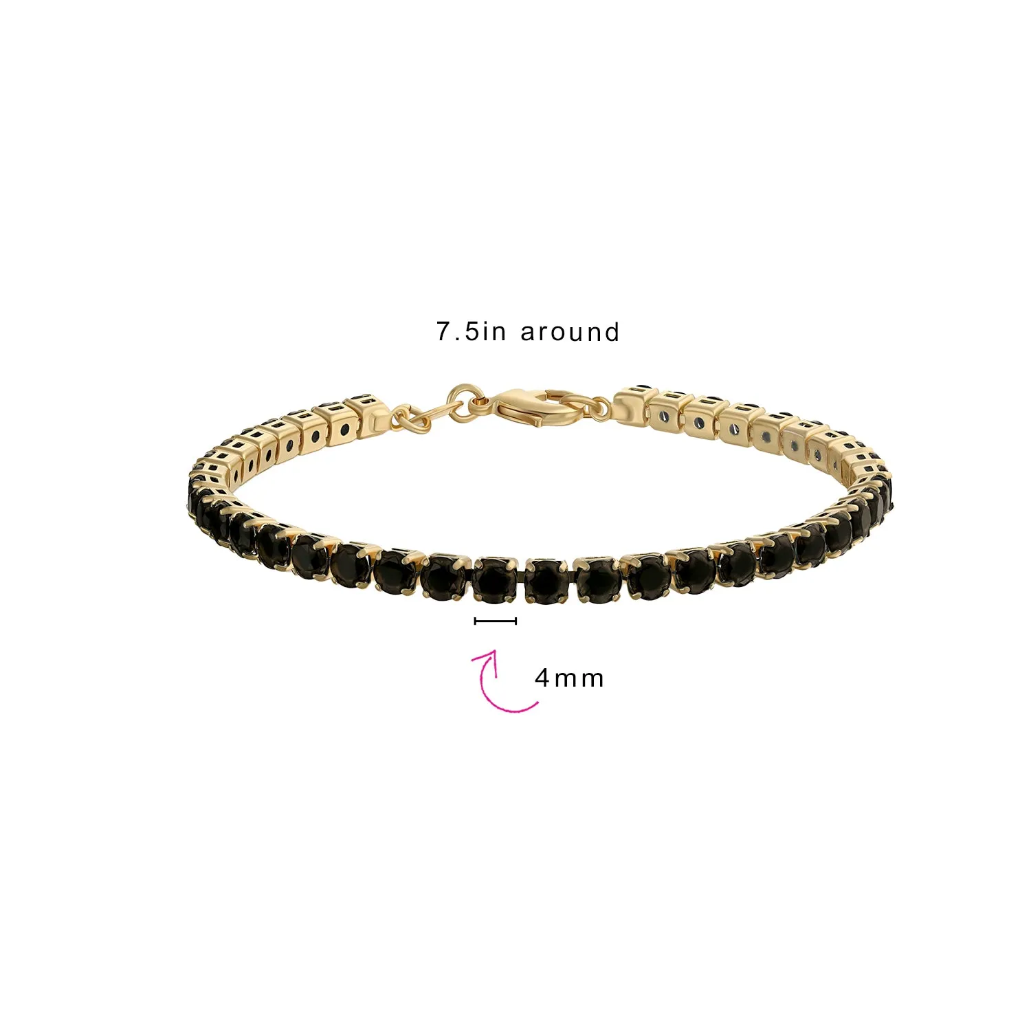 12CTW Prong Basket Set Solitaire Round CZ Tennis Bracelet Gold Plated 7.5 Inch