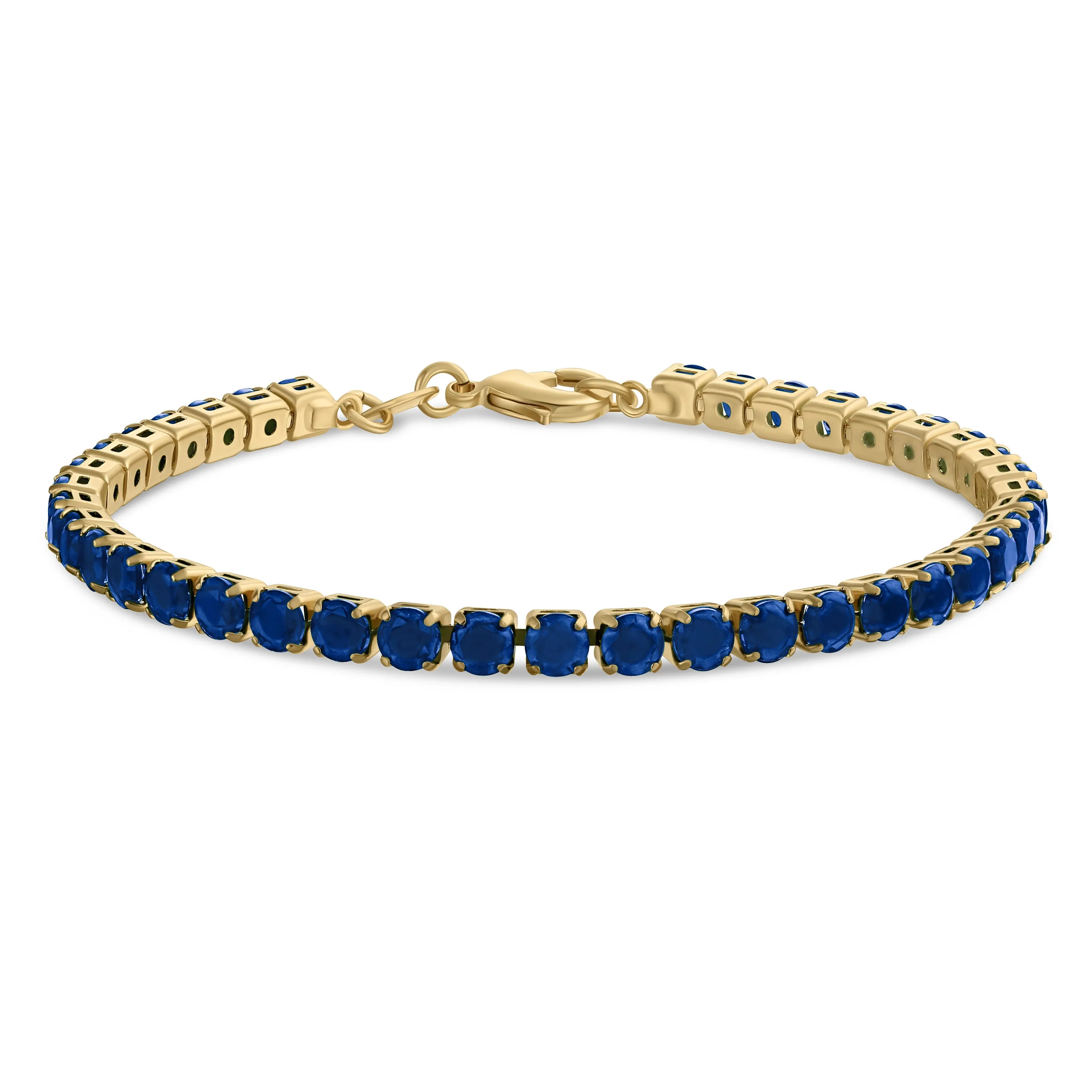 12CTW Prong Basket Set Solitaire Round CZ Tennis Bracelet Gold Plated 7.5 Inch