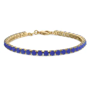 12CTW Prong Basket Set Solitaire Round CZ Tennis Bracelet Gold Plated 7.5 Inch