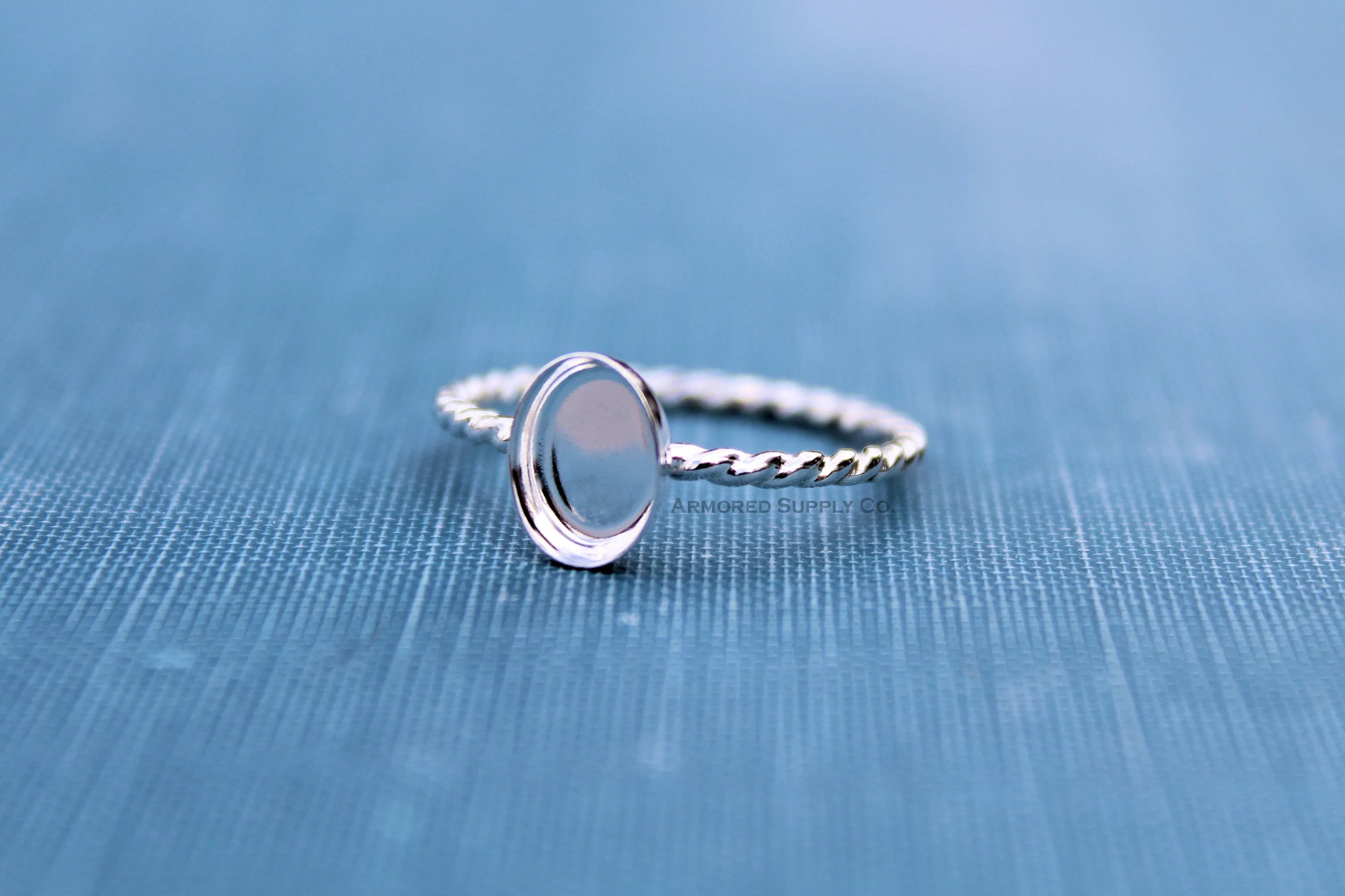12x10mm Oval Bezel Silver Rope Oval Ring blank