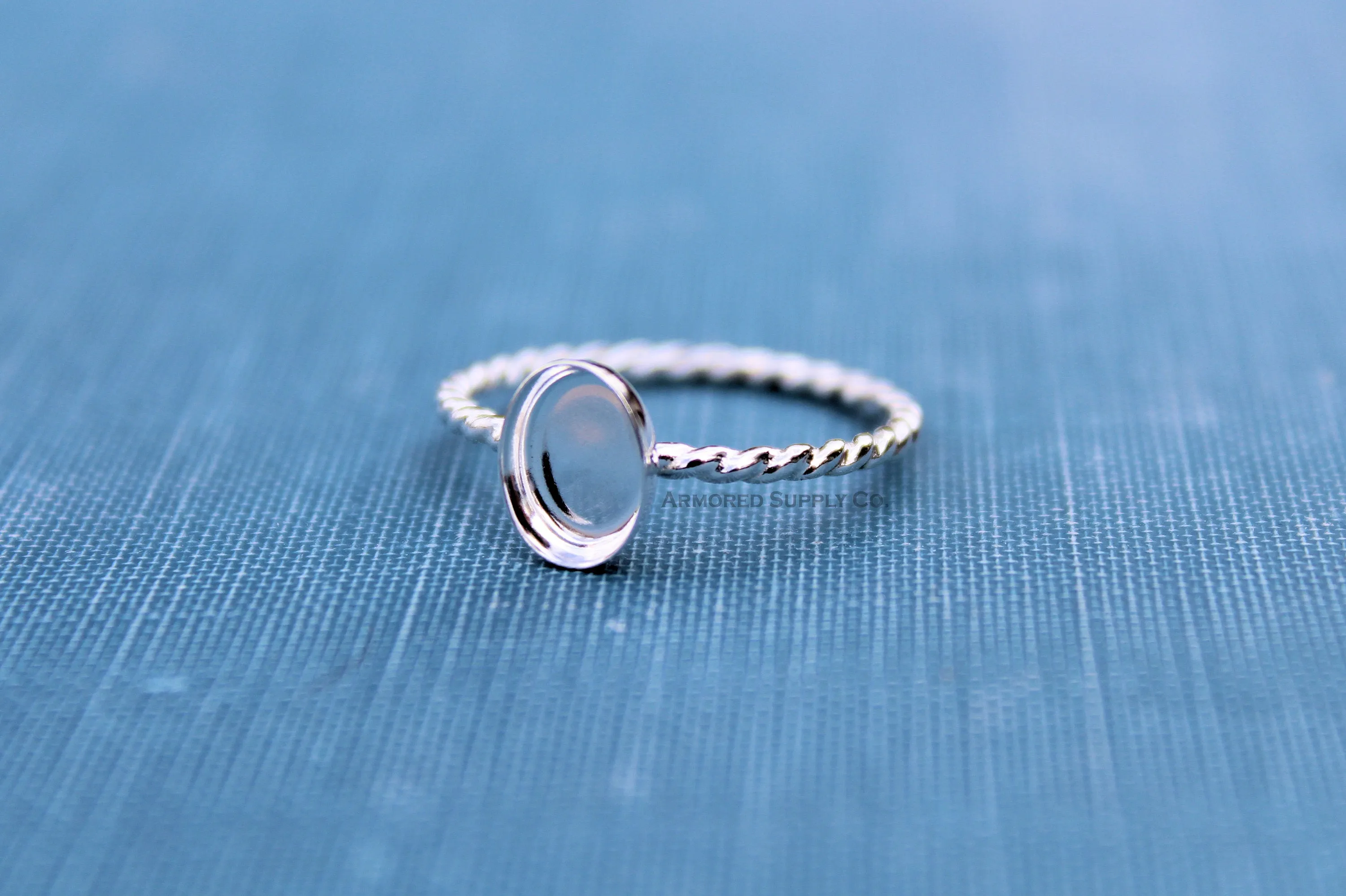 12x10mm Oval Bezel Silver Rope Oval Ring blank