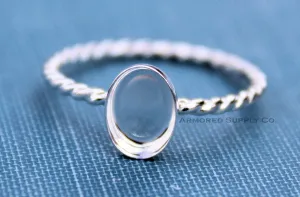 12x10mm Oval Bezel Silver Rope Oval Ring blank