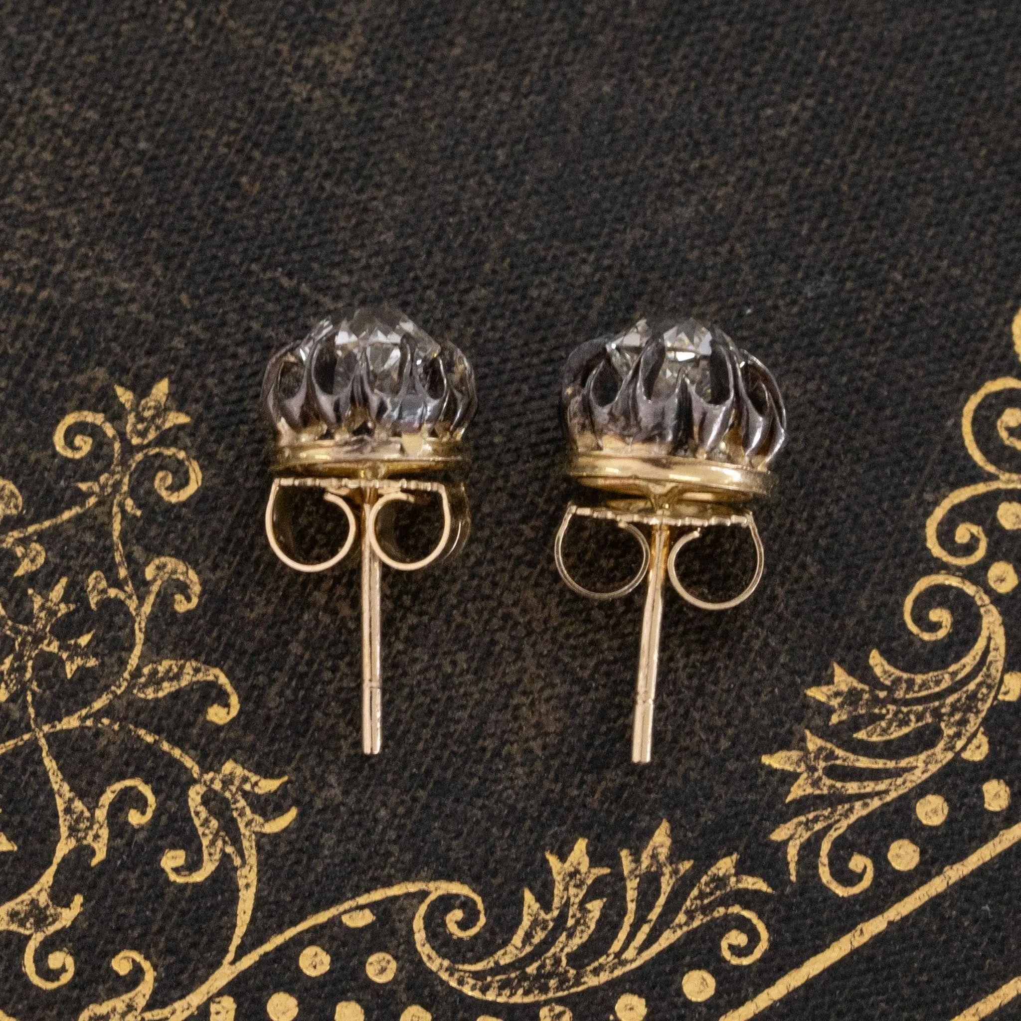 1.30ctw Old Mine Cut Diamond Collet Stud Earrings