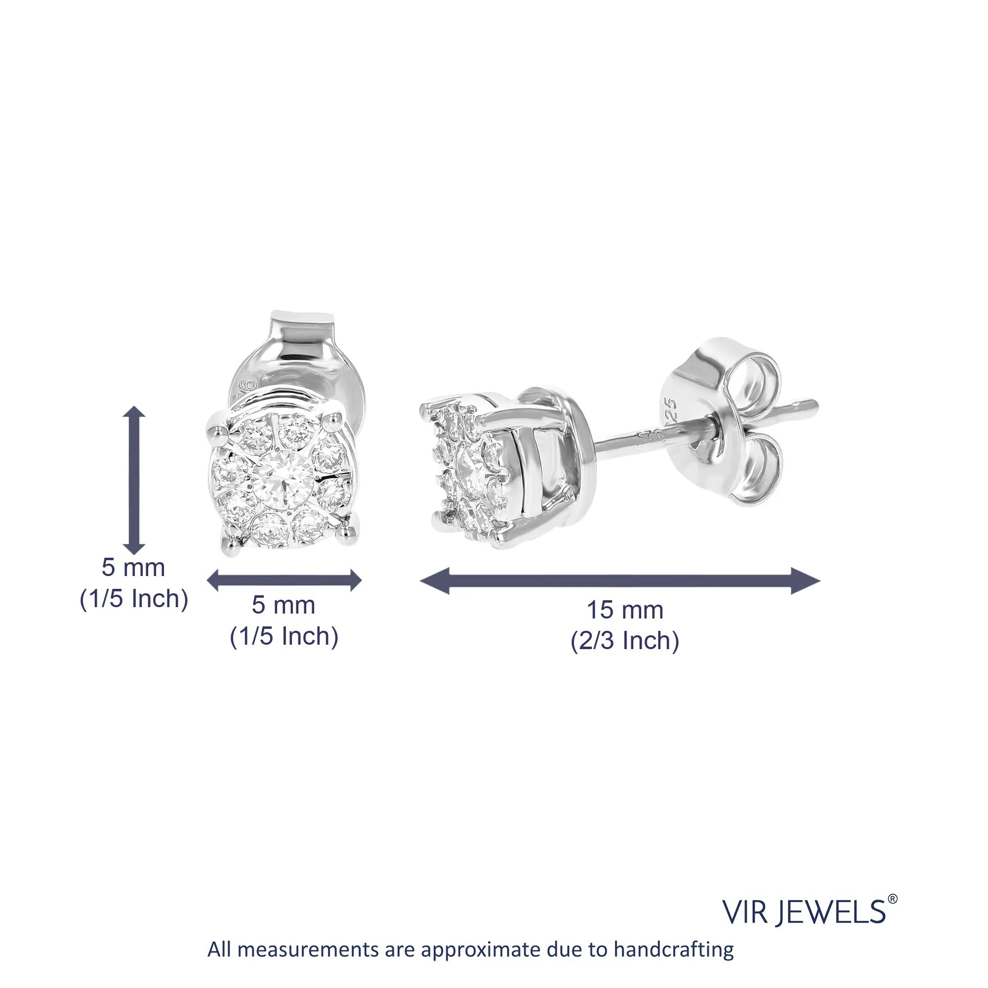 1/4 cttw Lab Grown Diamond Halo Stud Earrings in Sterling Silver