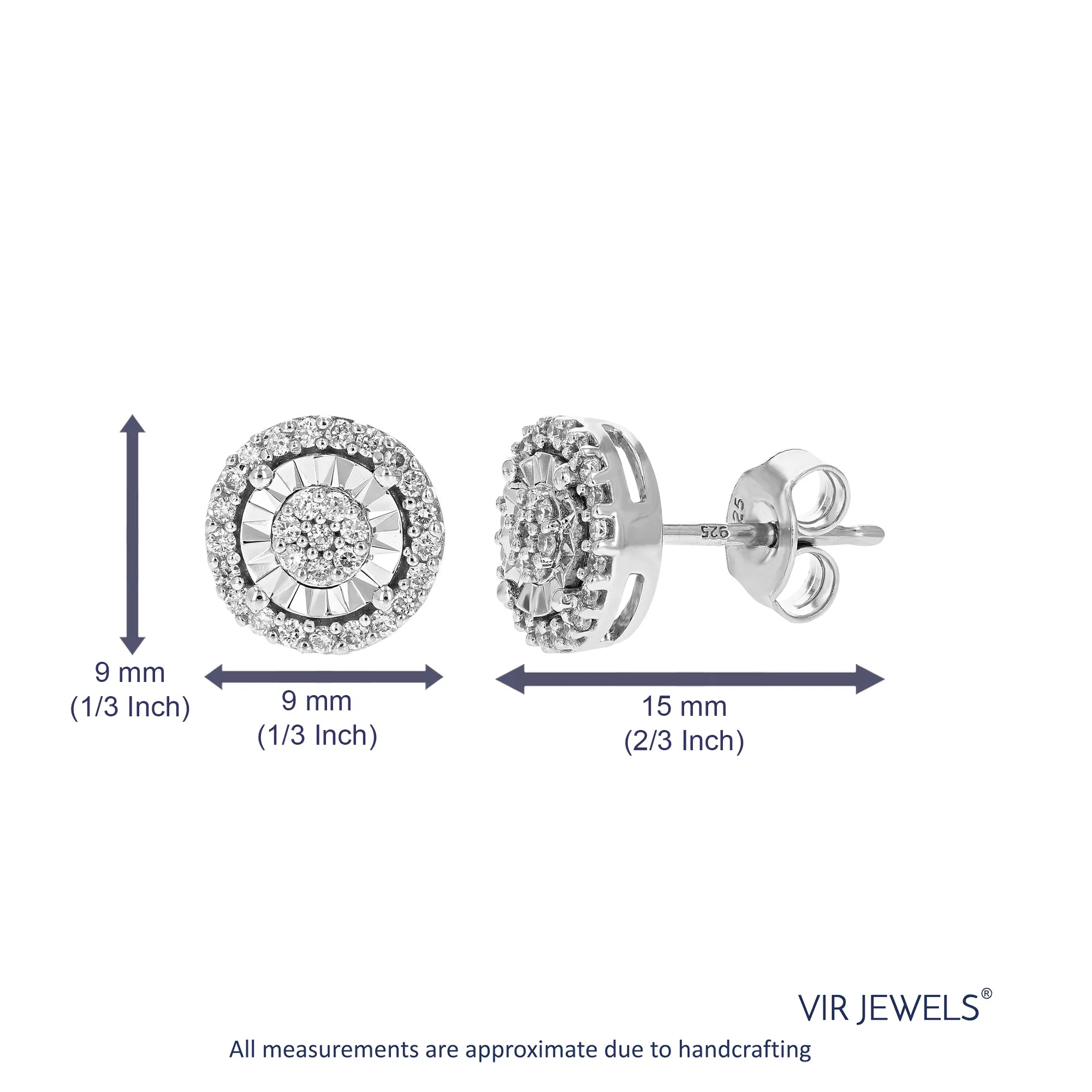 1/4 cttw Lab Grown Diamond Halo Stud Earrings in Sterling Silver