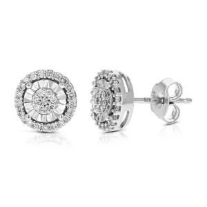 1/4 cttw Lab Grown Diamond Halo Stud Earrings in Sterling Silver