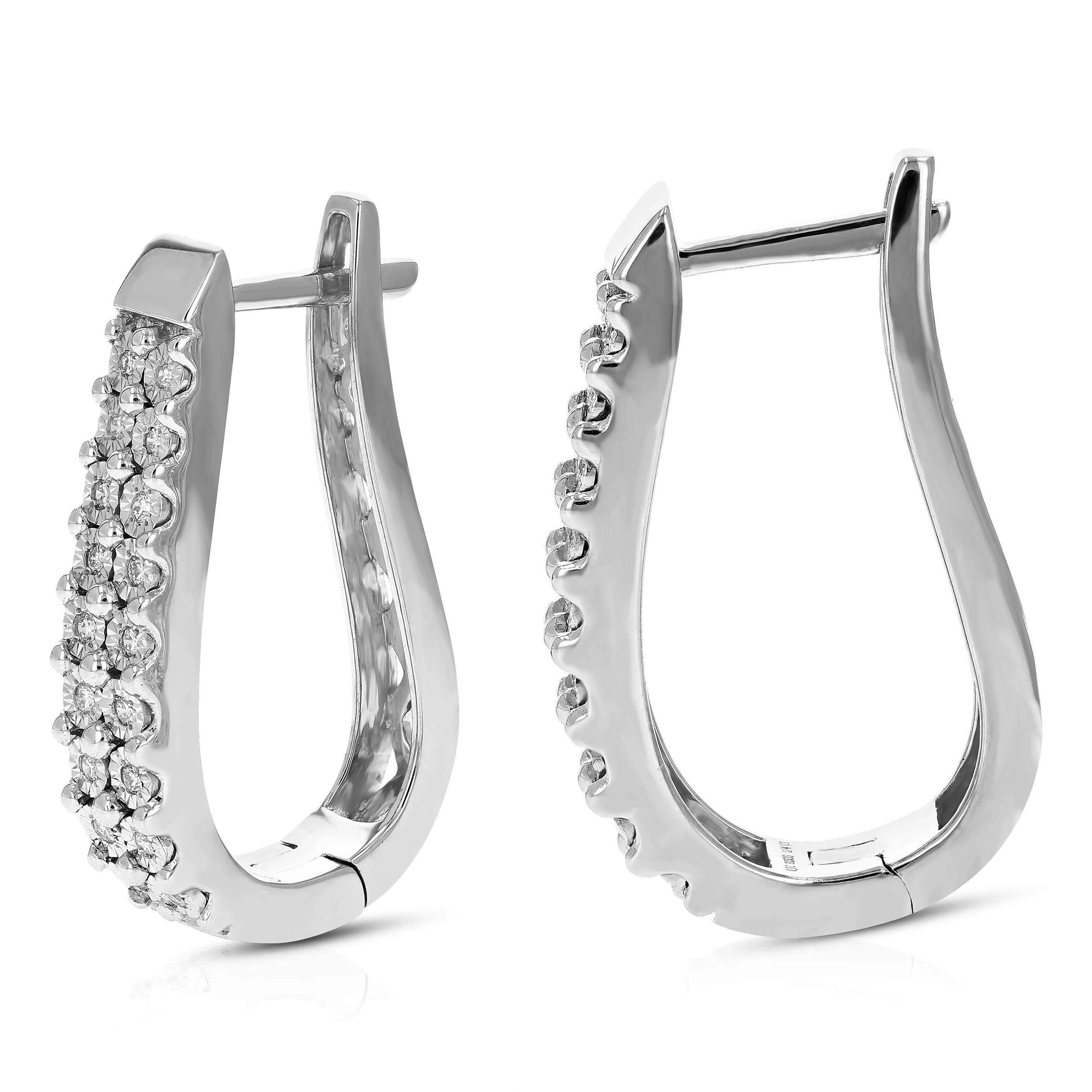 1/4 cttw Lab Grown Double Row Diamond Hoop Earrings in Silver