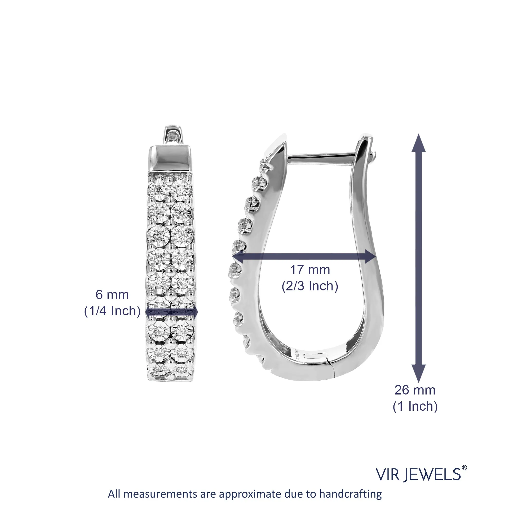 1/4 cttw Lab Grown Double Row Diamond Hoop Earrings in Silver