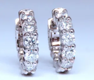 1.46ct Natural Round Diamond hoop earrings 14kt 16mm button & share prong