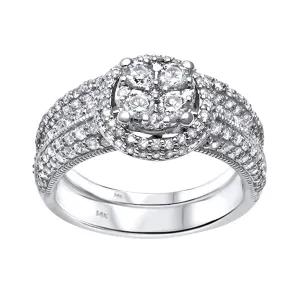 1.47ct Diamonds in 14K White Gold Wedding Set Halo Ring