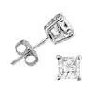 14K 0.25ct-Diamond Princess-Cut Solitaire Earrings