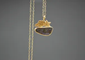 14k and Silver Boulder Opal Shooting Star Necklace OOAK