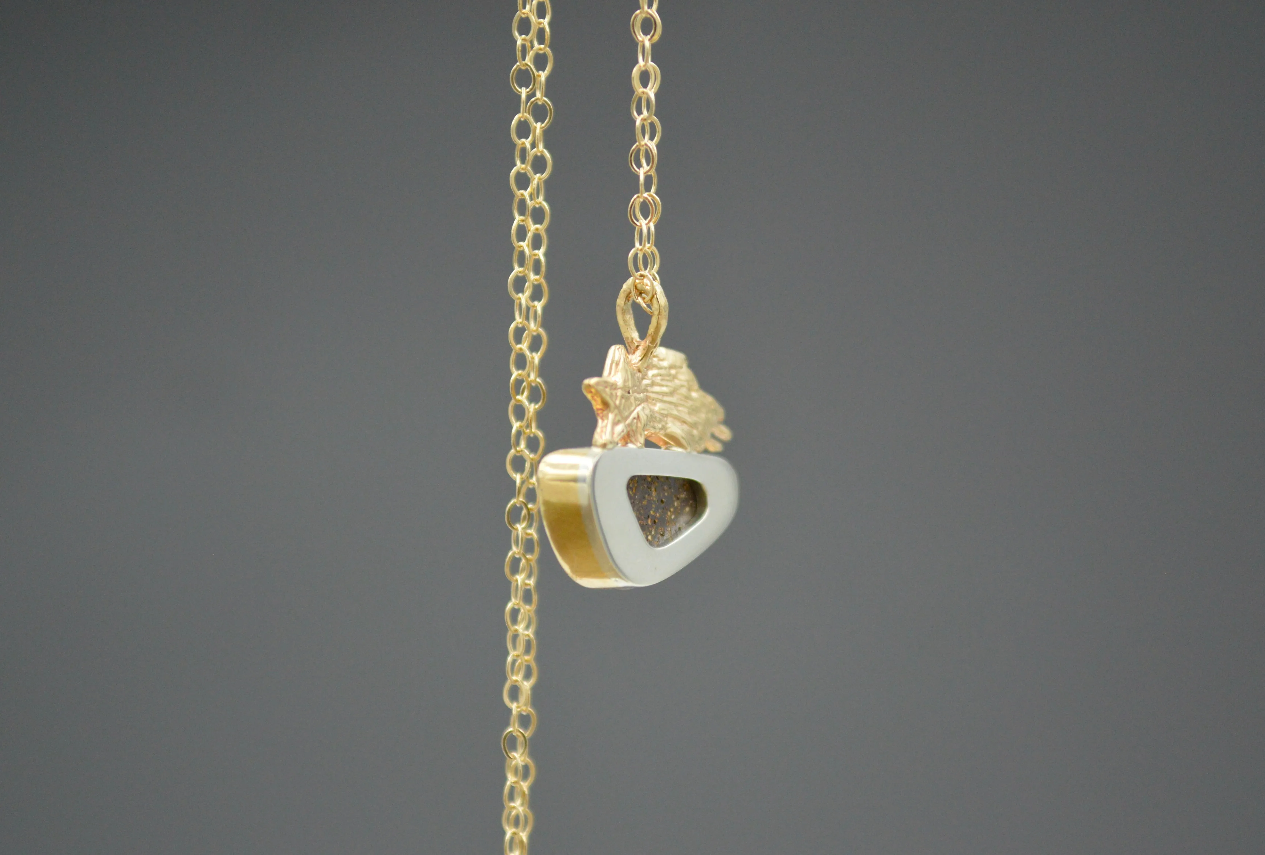14k and Silver Boulder Opal Shooting Star Necklace OOAK
