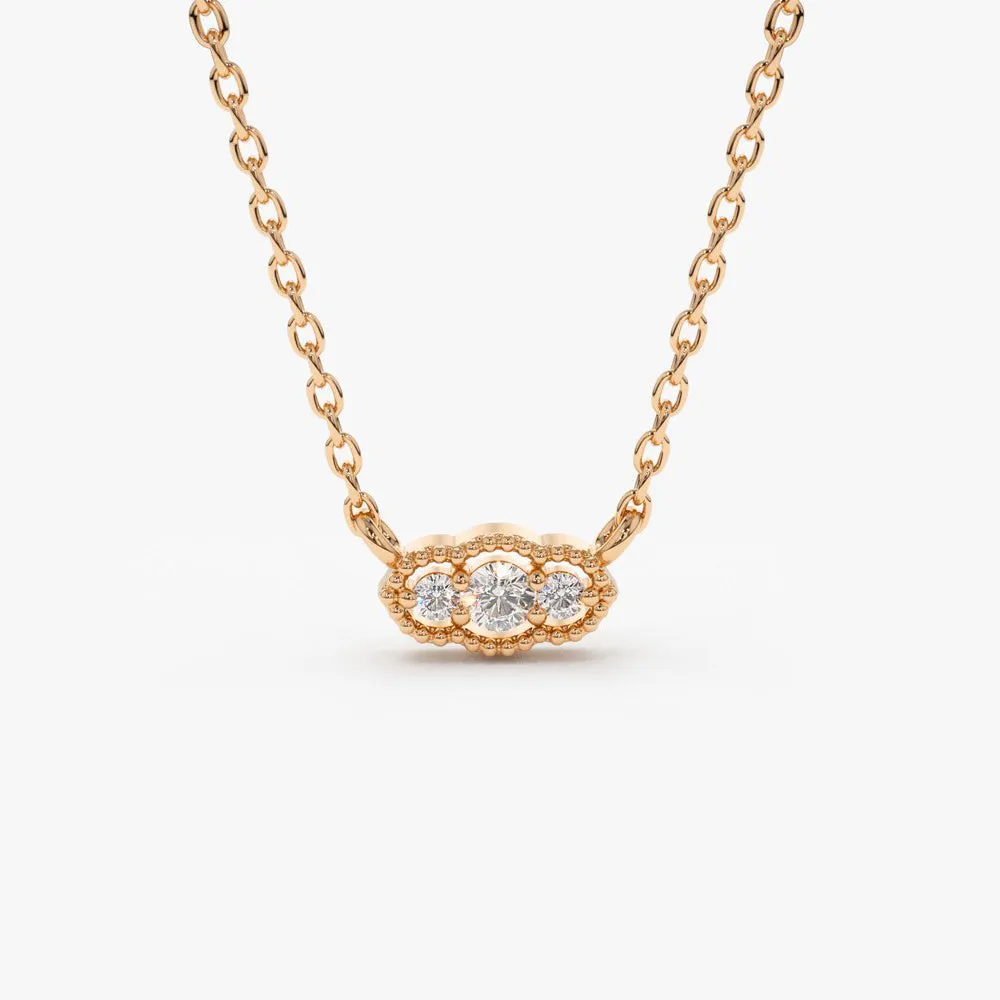 14k  Art Deco Trio Diamond Necklace