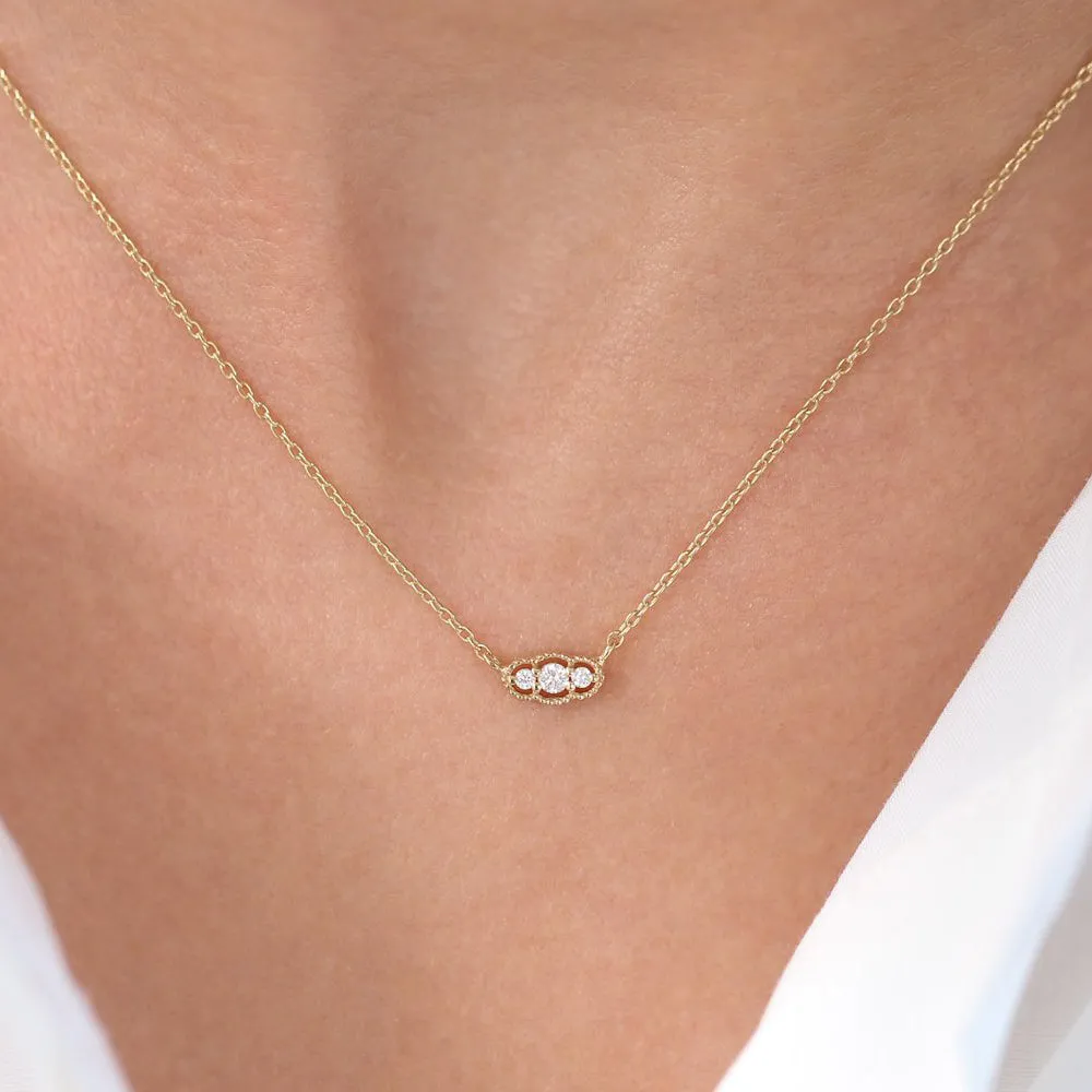 14k  Art Deco Trio Diamond Necklace