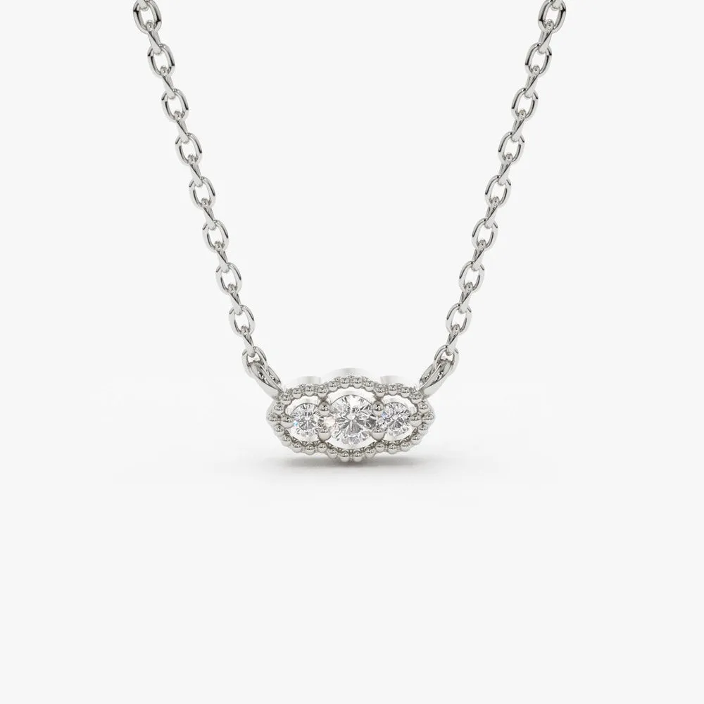 14k  Art Deco Trio Diamond Necklace