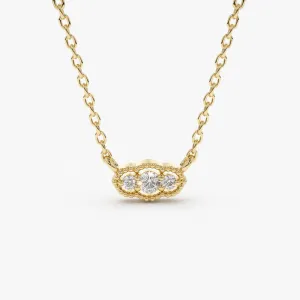 14k  Art Deco Trio Diamond Necklace