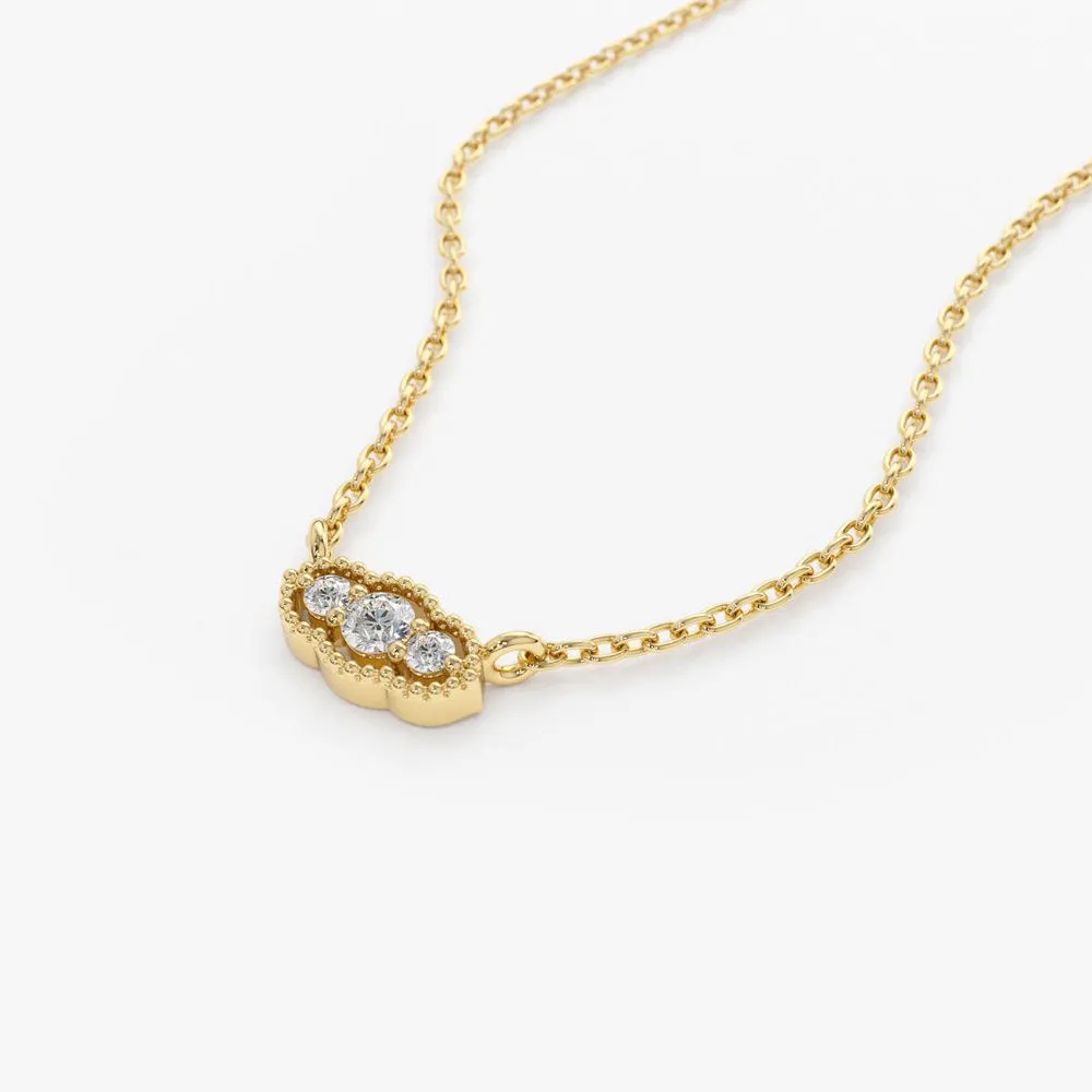 14k  Art Deco Trio Diamond Necklace