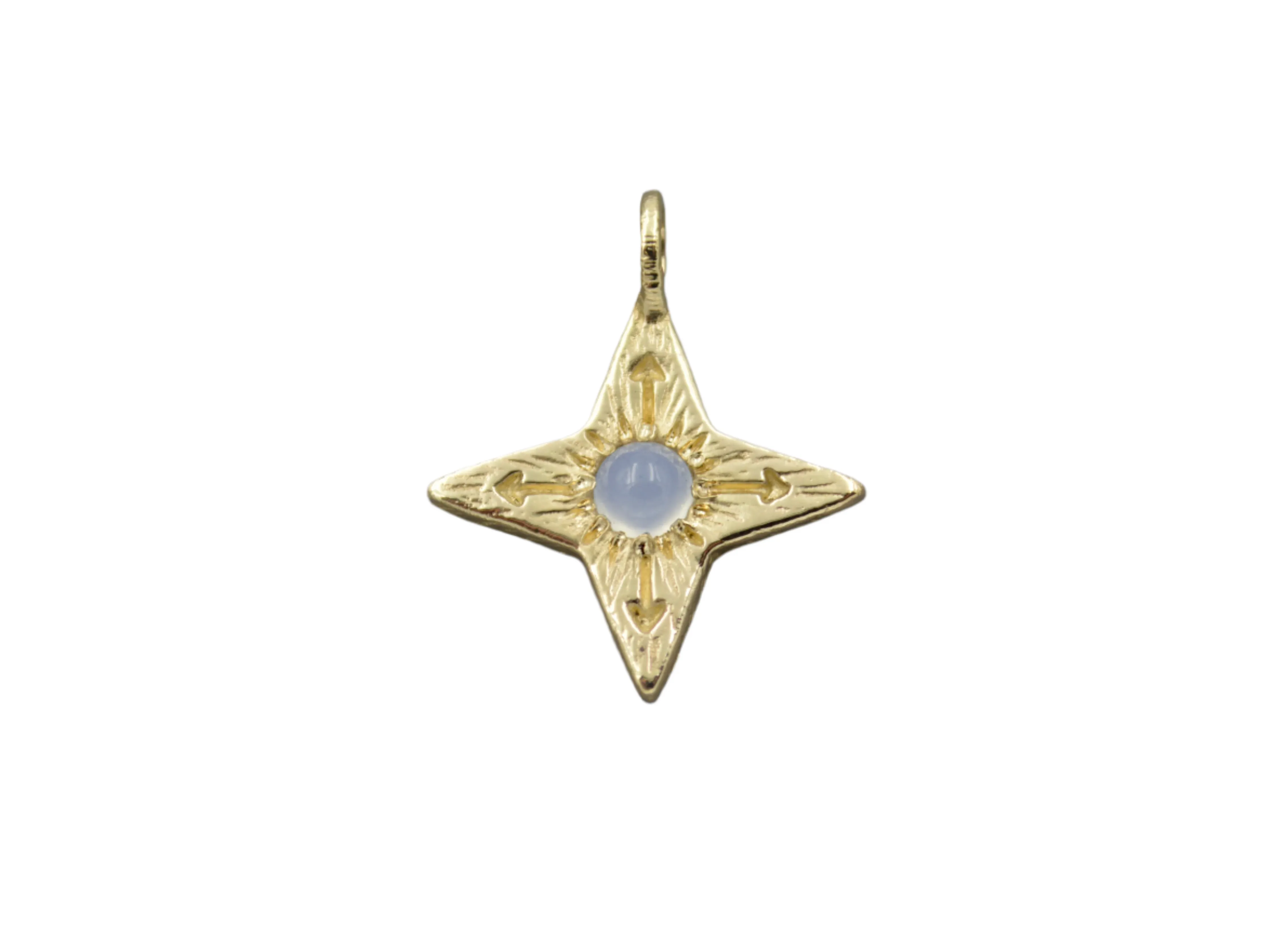 14K Compass Star Pendant with Chalcedony
