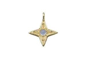 14K Compass Star Pendant with Chalcedony