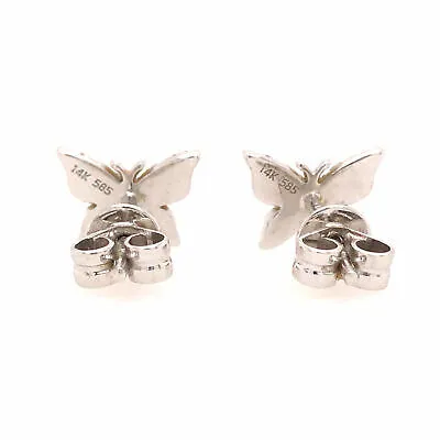 14K  Diamond Pave Butterfly Earrings White Gold
