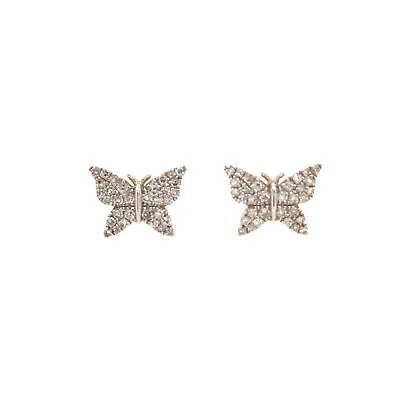 14K  Diamond Pave Butterfly Earrings White Gold