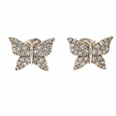 14K  Diamond Pave Butterfly Earrings White Gold