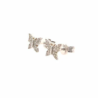 14K  Diamond Pave Butterfly Earrings White Gold