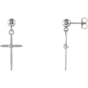14K Gold 0.01 CTW Diamond Cross Earrings