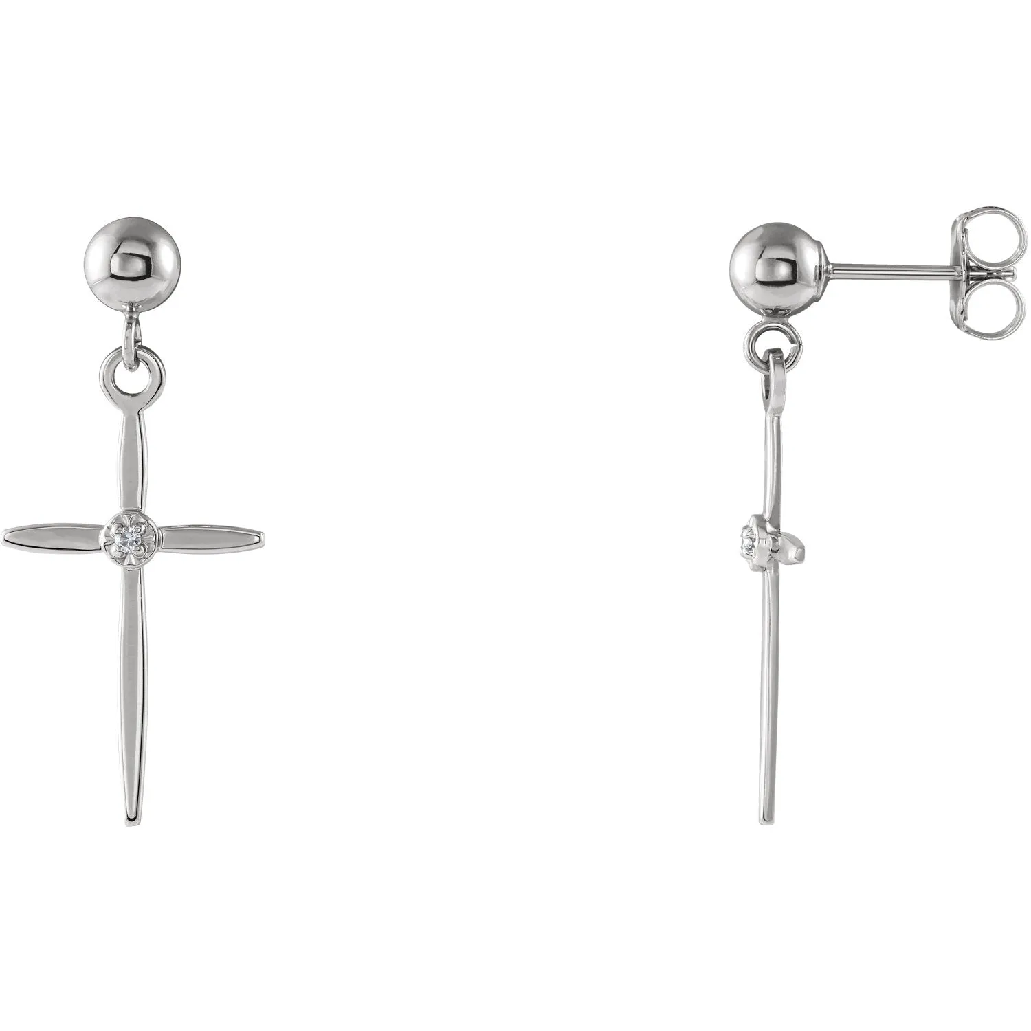 14K Gold 0.01 CTW Diamond Cross Earrings