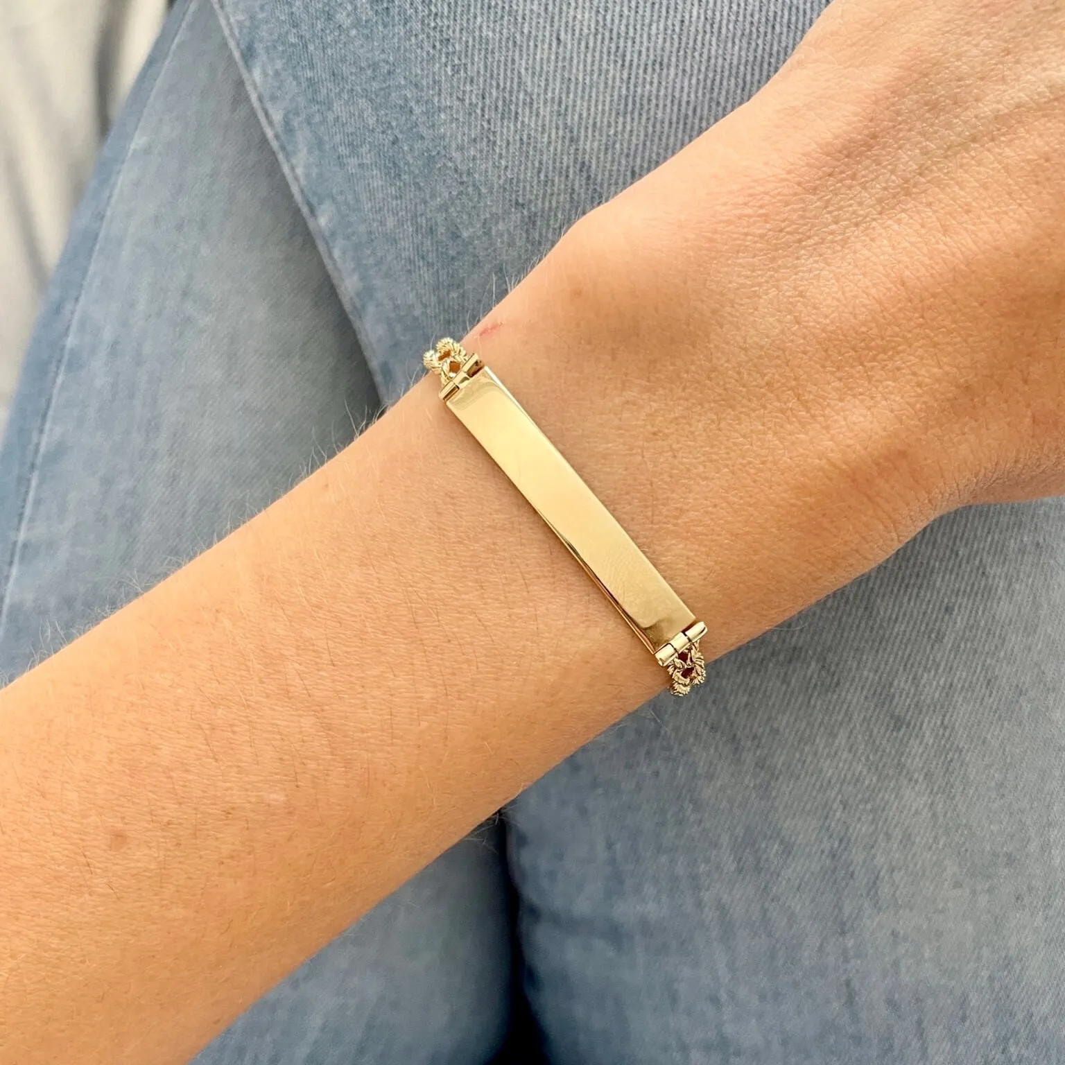 14K Gold Double Rope ID Bracelet