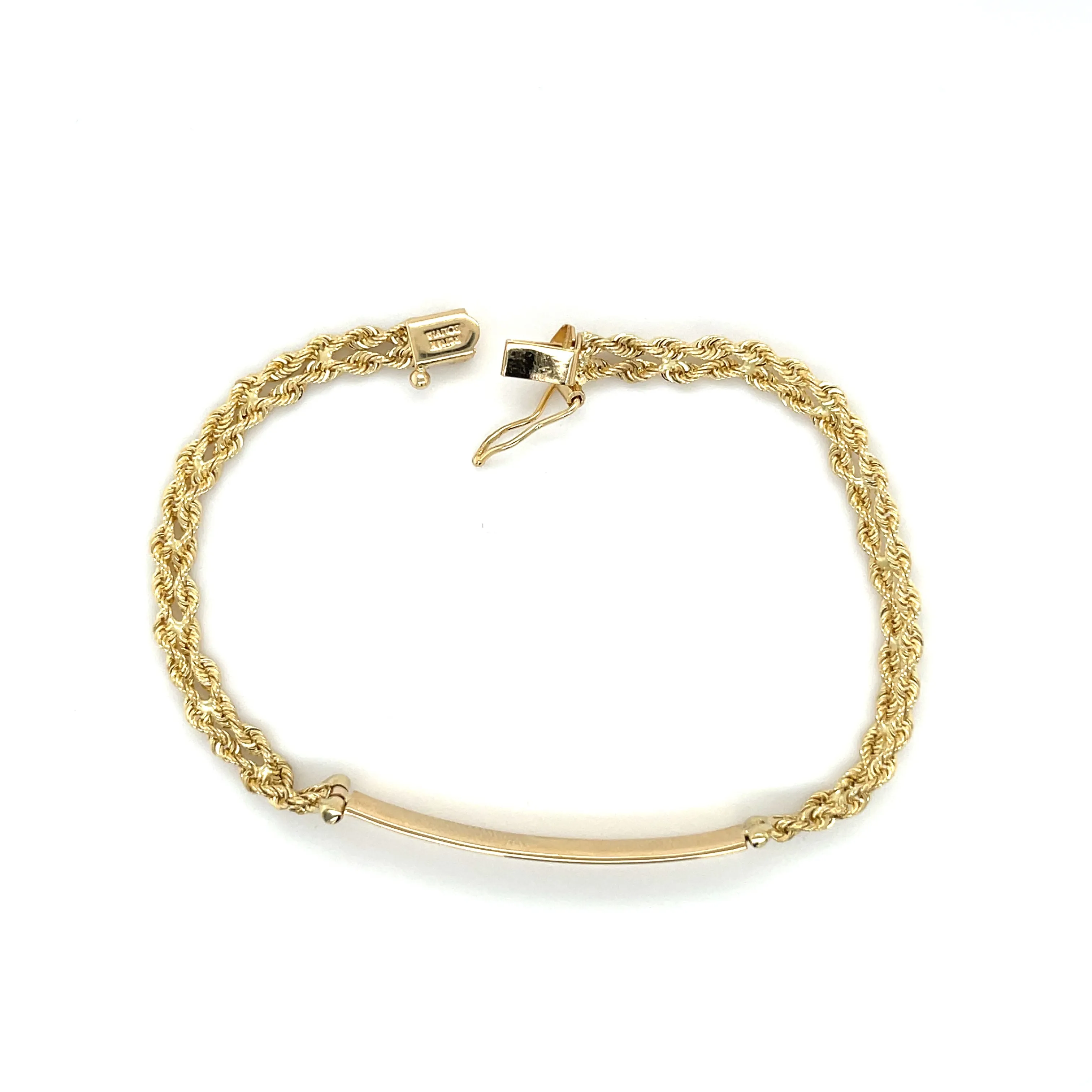 14K Gold Double Rope ID Bracelet